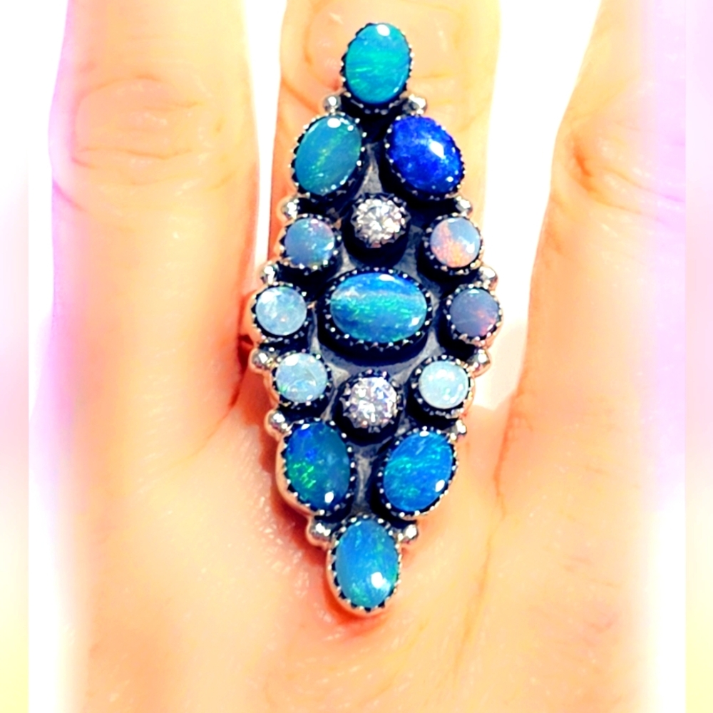 Multi Opal Sterling Gemstone Ring